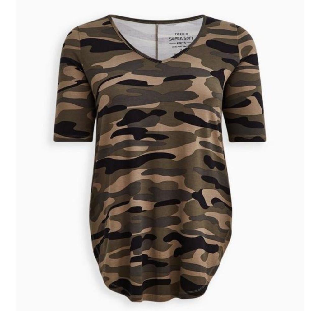 Torrid Camo Favorite Tunic Super Soft V-Neck Tunic Tee Size M NWT - Picture 4 of 5